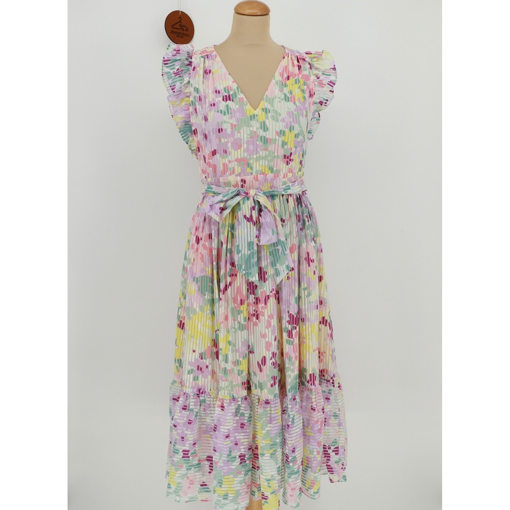 Kate Spade New York‎ Painted Petals Burnout Midi Dress Flutter Sleeves Size 4